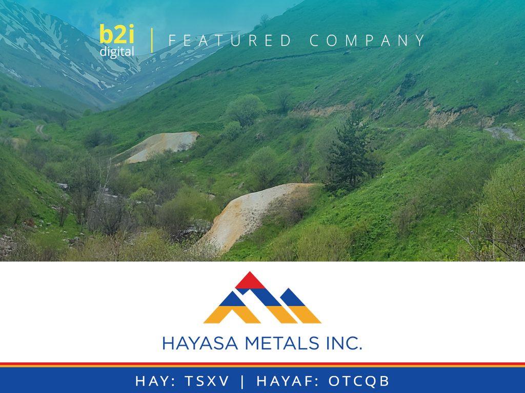 B2i Digital, Inc. announces Hayasa Metals Inc. (OTCQB: HAYAF | TSXV: HAY) as its newest Featured Company. The Vancouver company has been exploring for copper and gold in Armenia since 2021. B2i Digital will introduce Hayasa to its network of retail and institutional market participants.