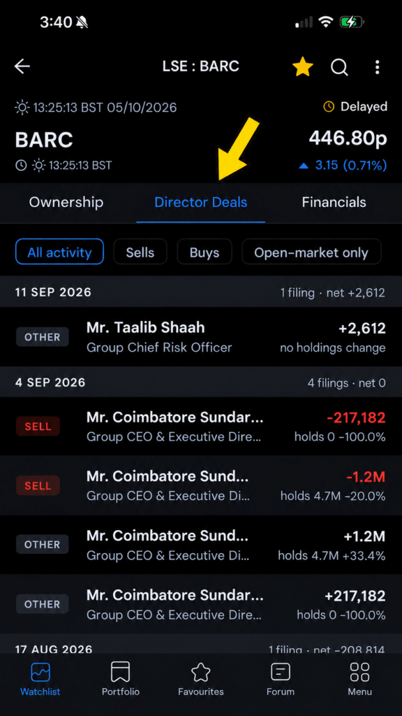 ADVFN app director deals